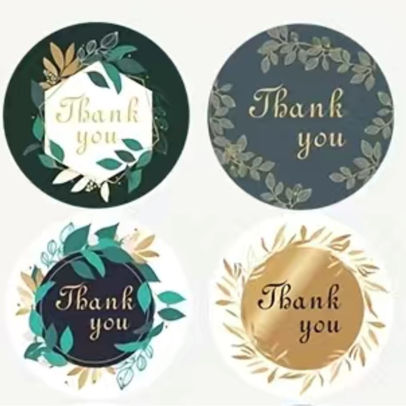 500 Leaves Thank You Stickers 1 inch Round - Picture 3 of 4